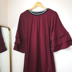 As U Wish Ruffle Sleeve Crewneck Dress